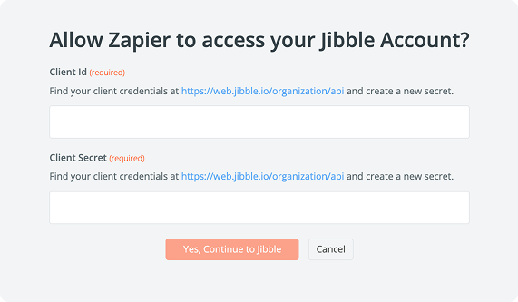 Chaves de API para autorizar a conexão